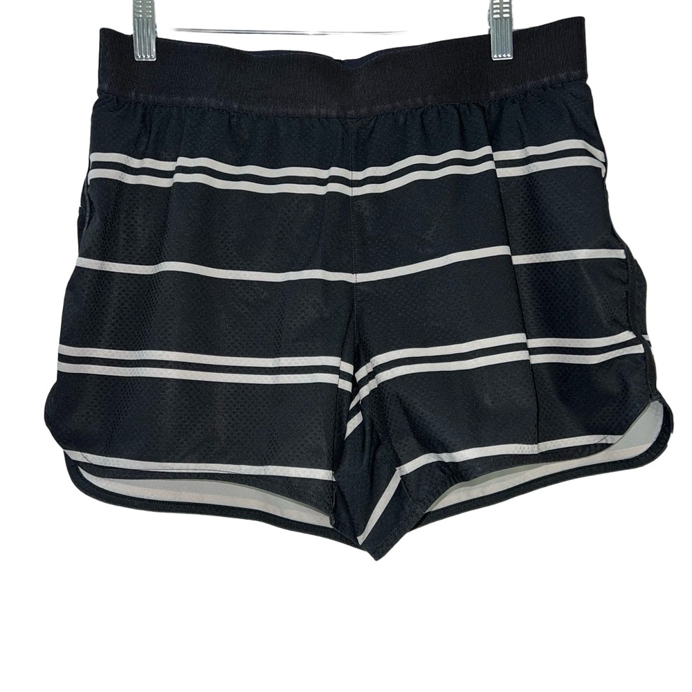 Derek Lam 10C Athleta Shorts Womens‎ Size Medium Black Stripe Mesh Sporty Lined